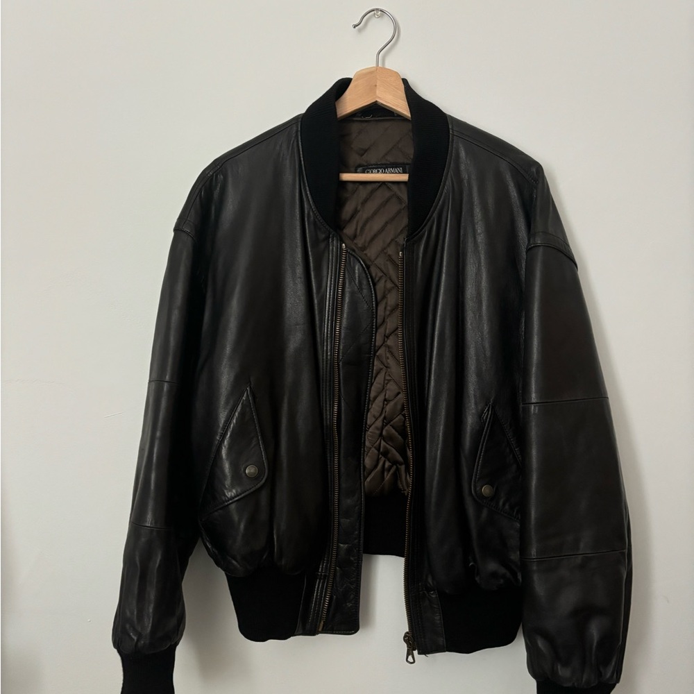 Vintage Armani Padded Leather Bomber